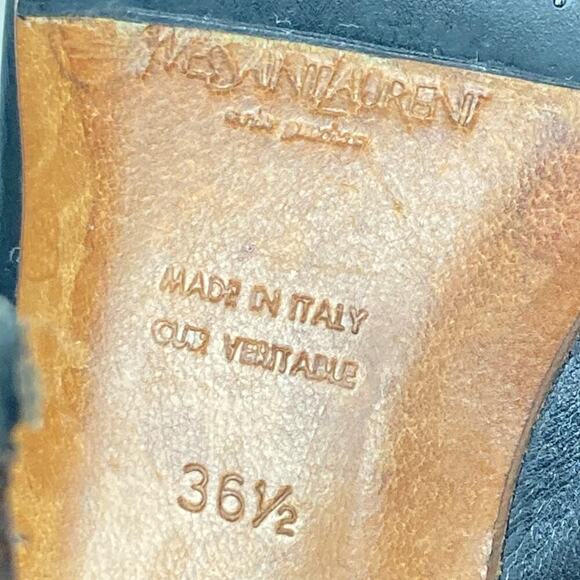 YVES SAINT LAURENT Black Leather Sling Back Heels - Size 36.5 - Picture 9 of 14